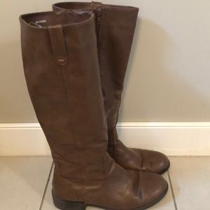 Brown leather tall boots